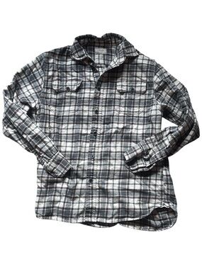 Jachs gray cream brown  Plaid Button-Up Shirt medium